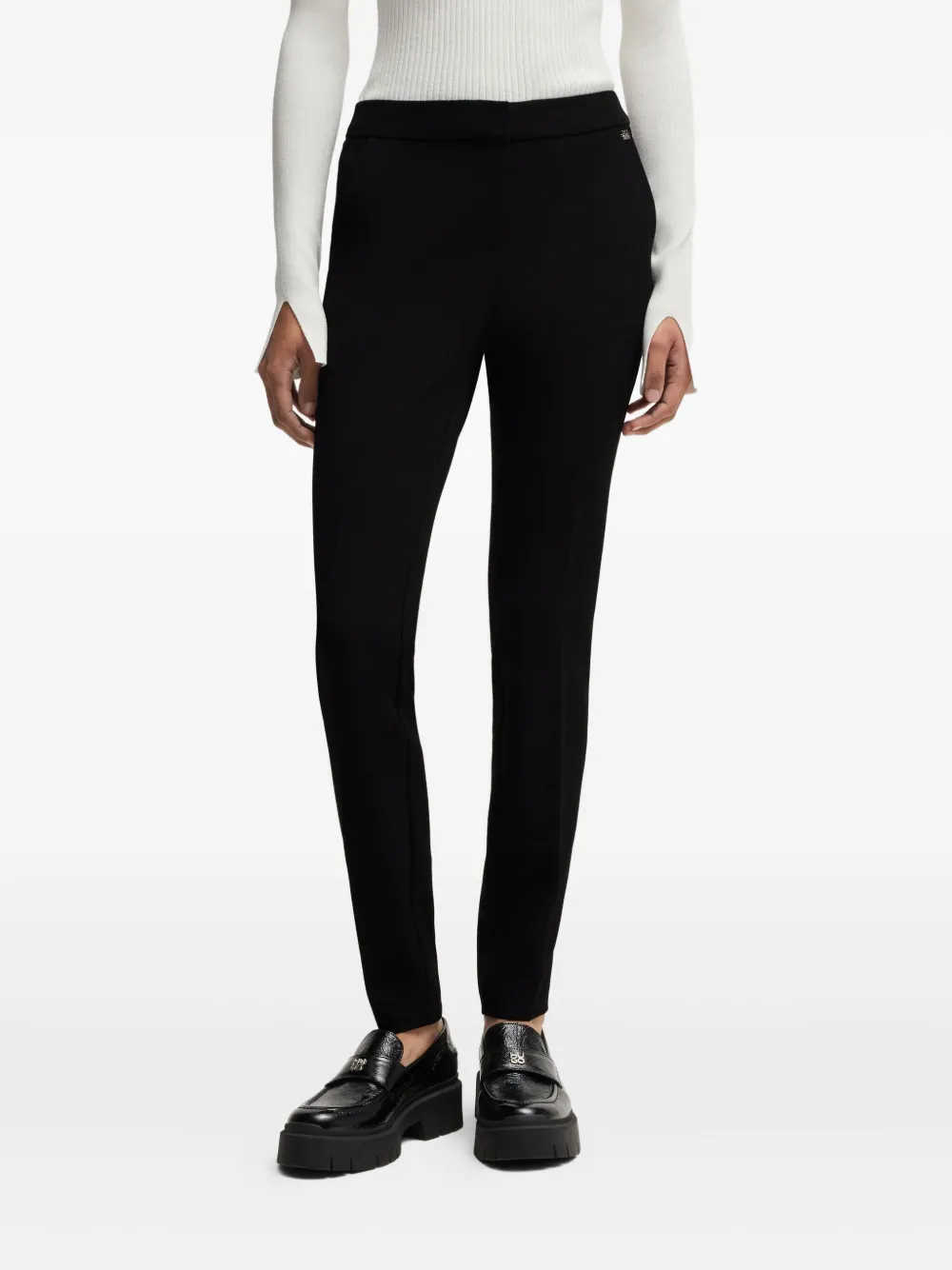 HUGO Pantalon met logoplakkaat Zwart