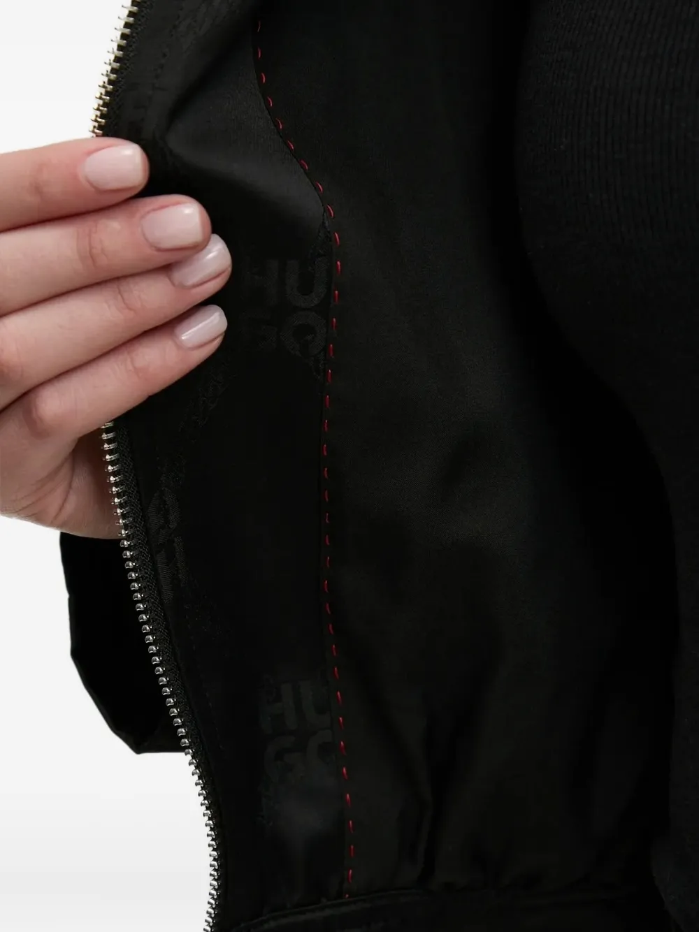 Hugo Boss Monogram-pattern Zip-up Jacket In Black