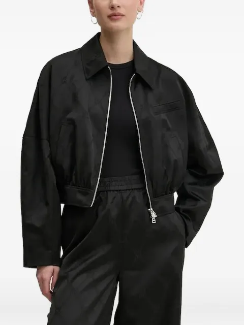 HUGO monogram-pattern zip-up jacket