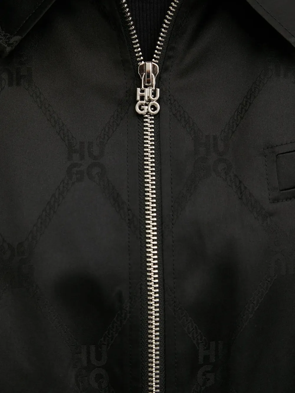 Hugo Boss Monogram-pattern Zip-up Jacket In Black
