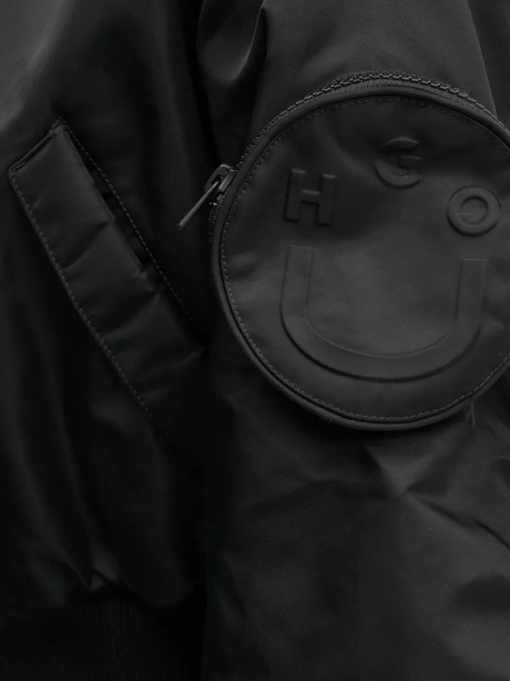 Hugo Boss Logo-embossed Cropped Bomber Jacket In Black