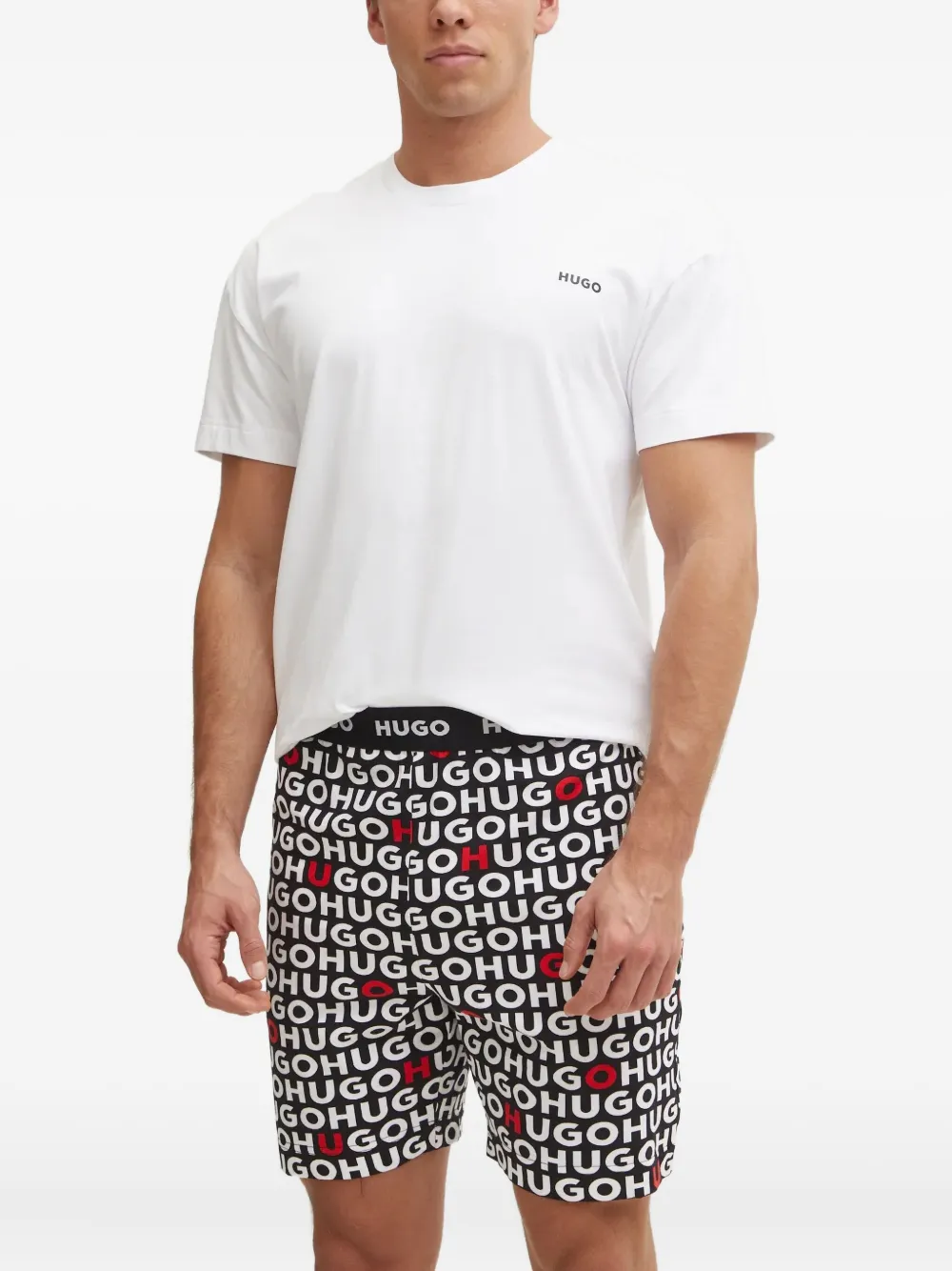 Hugo Boss Logo-print Pajamas (set Of Two) In White