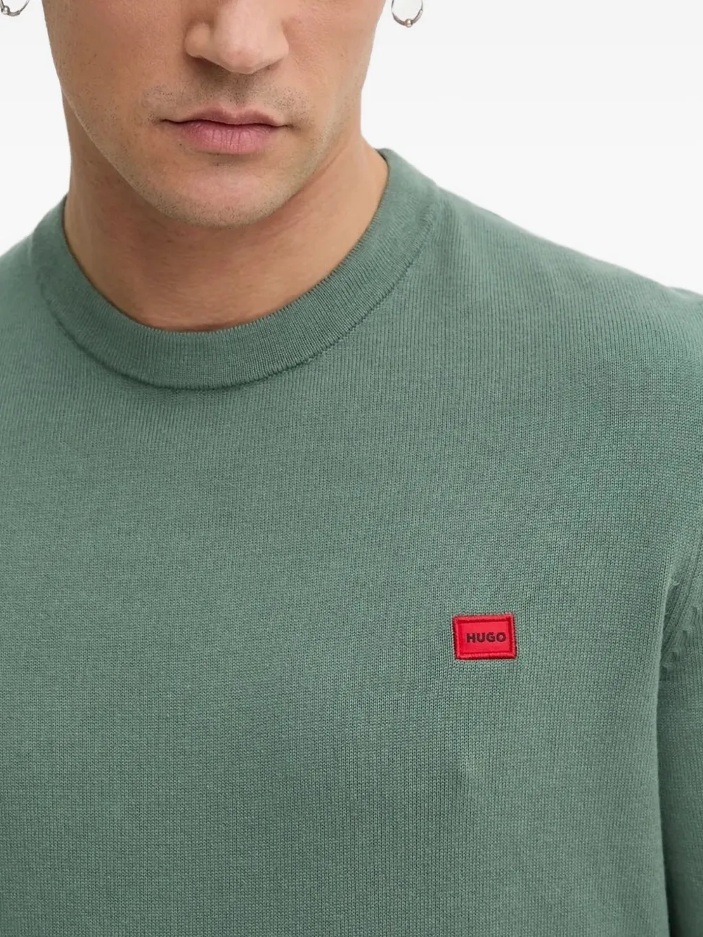 HUGO Sweater met logopatch Groen