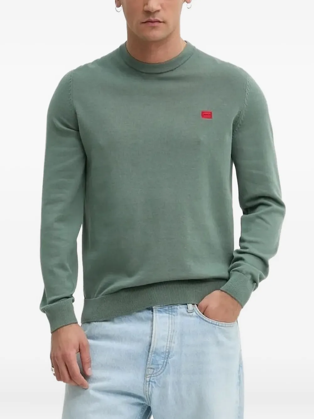 HUGO Sweater met logopatch Groen