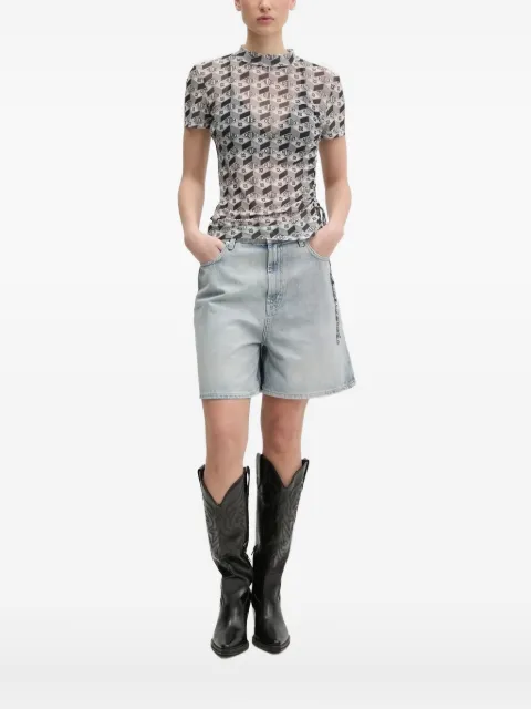 HUGO logo-print mesh T-shirt