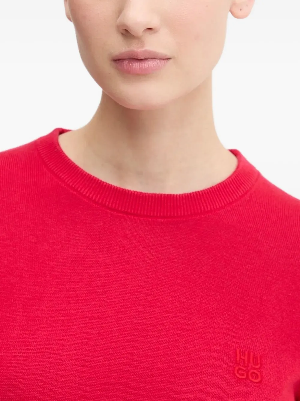HUGO Trui met geborduurd logo Rood