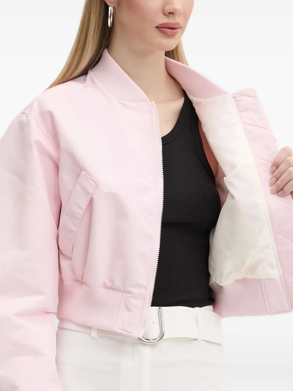 Hugo Boss Smiley-face Pocket Bomber Jacket In White