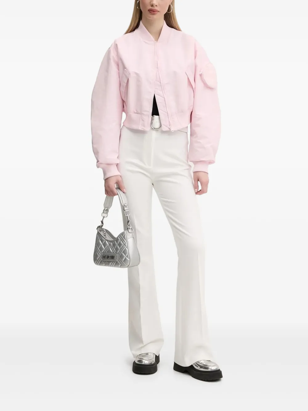 Hugo Boss Smiley-face Pocket Bomber Jacket In White