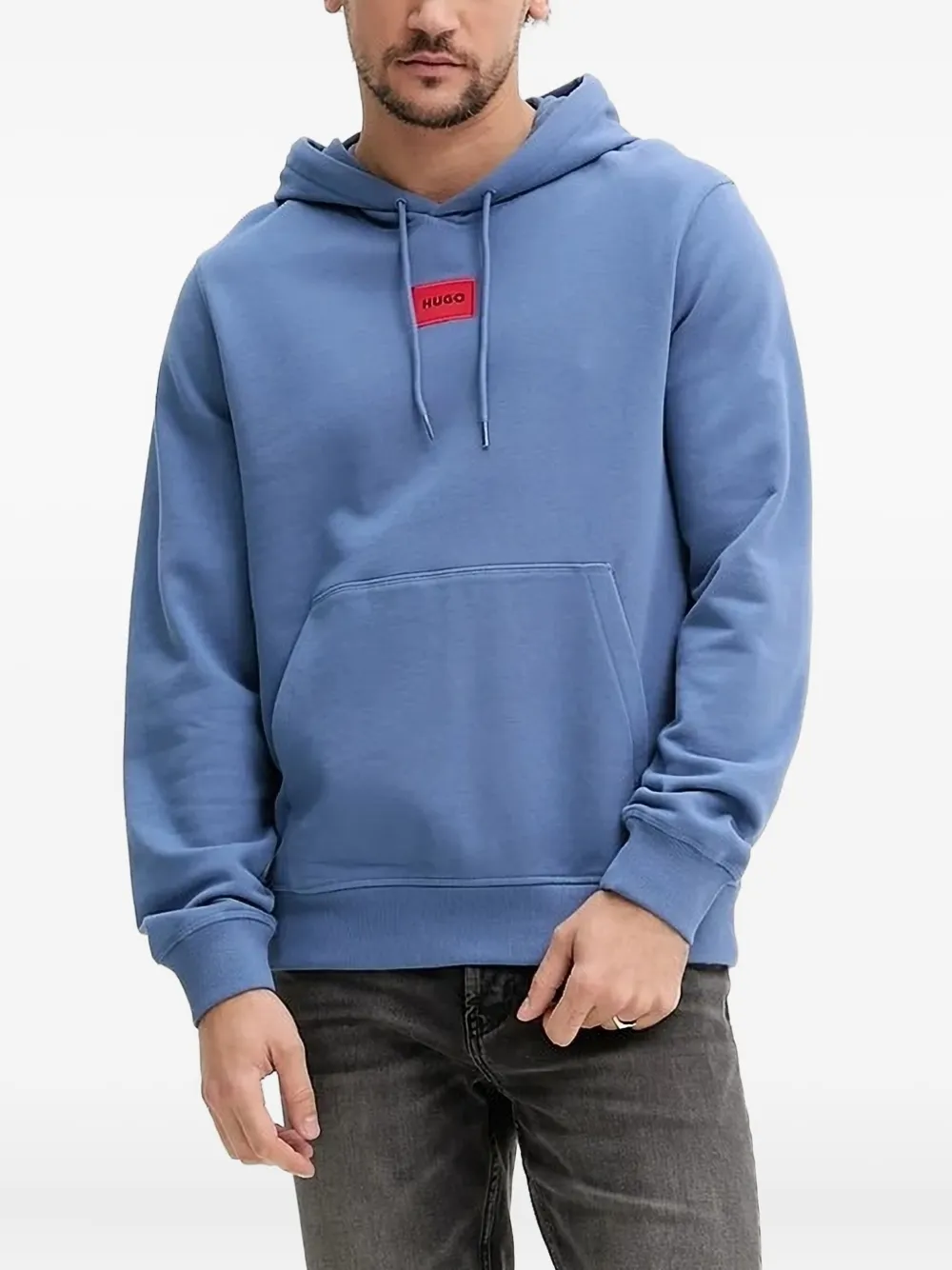 HUGO Hoodie met logopatch Blauw