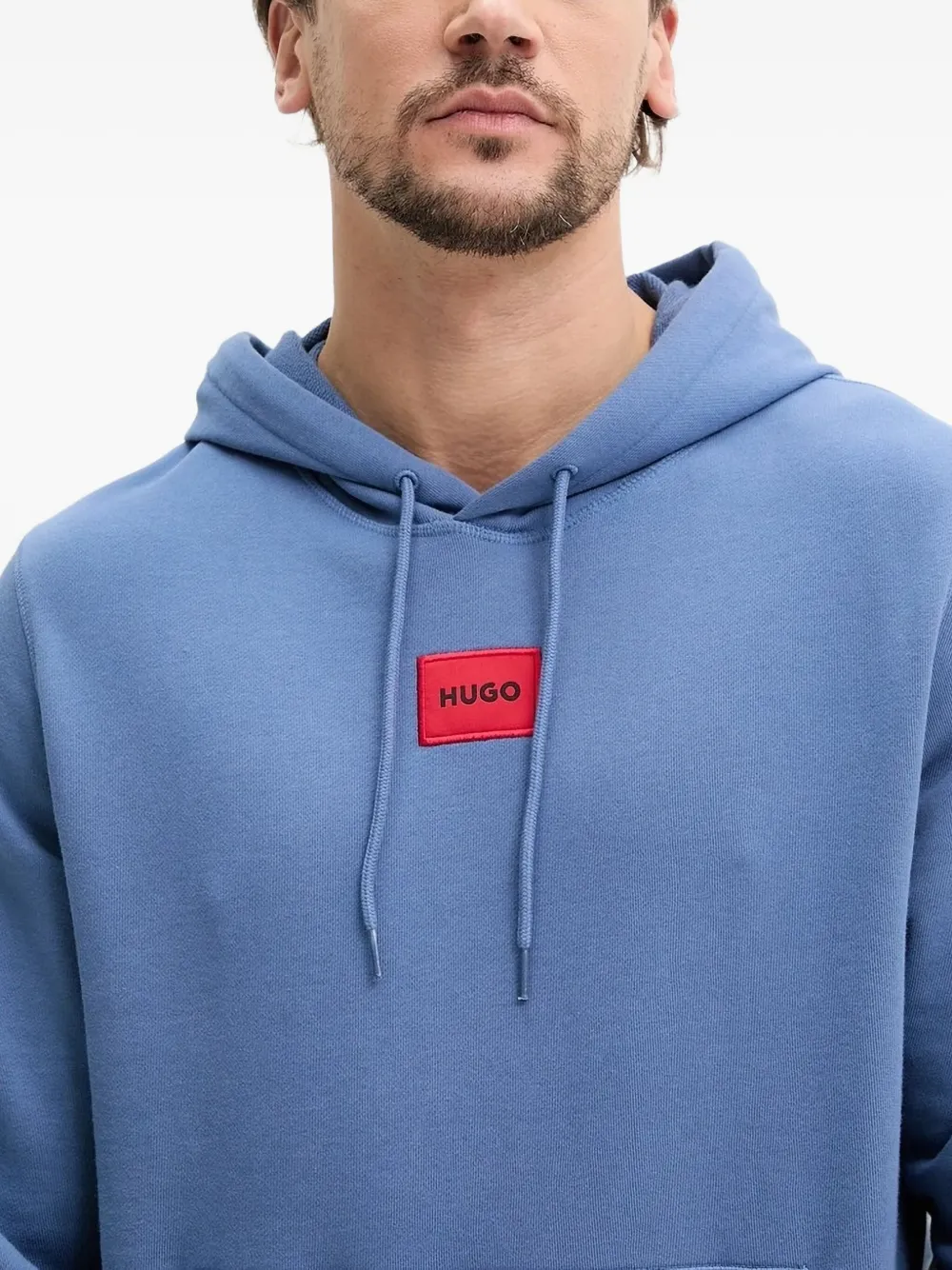HUGO Hoodie met logopatch Blauw