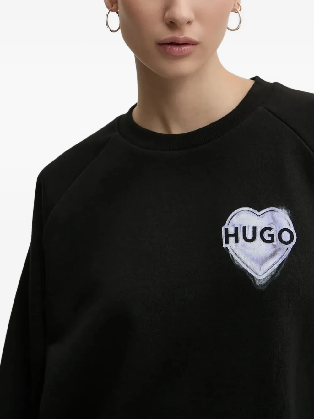HUGO Sweater met hart en logo Zwart