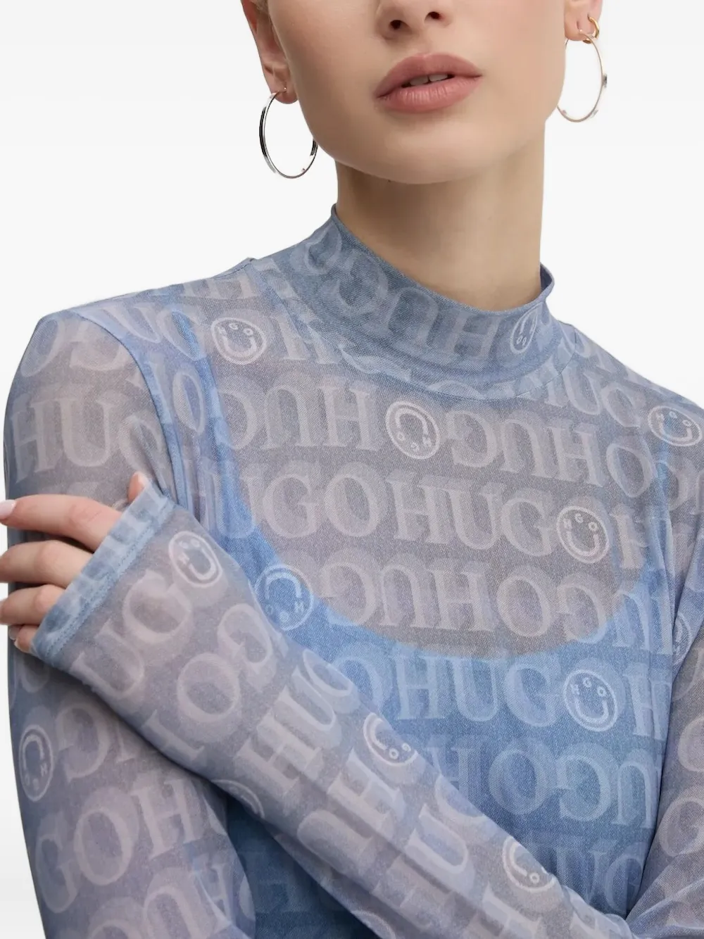 HUGO Midi-jurk met logoprint Blauw
