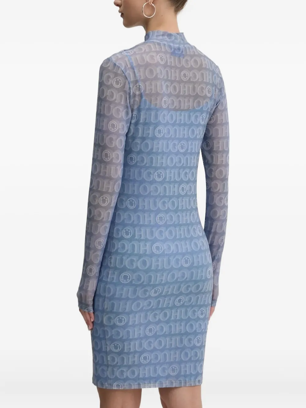 HUGO Midi-jurk met logoprint Blauw