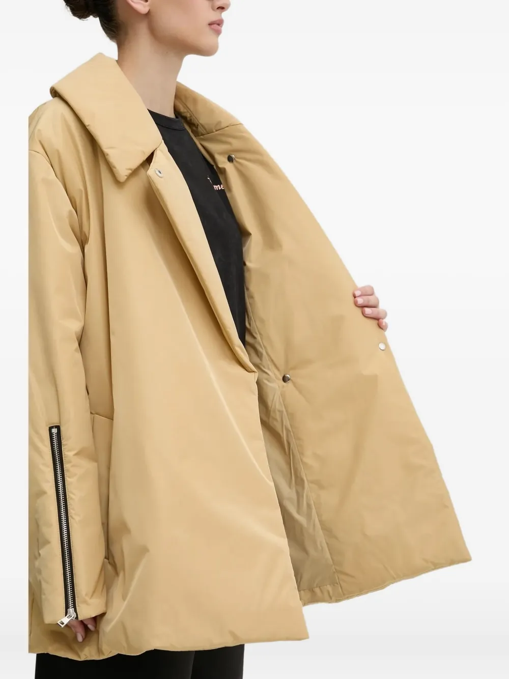 Hugo Boss Belted Zip-cuff Coat In Neutral