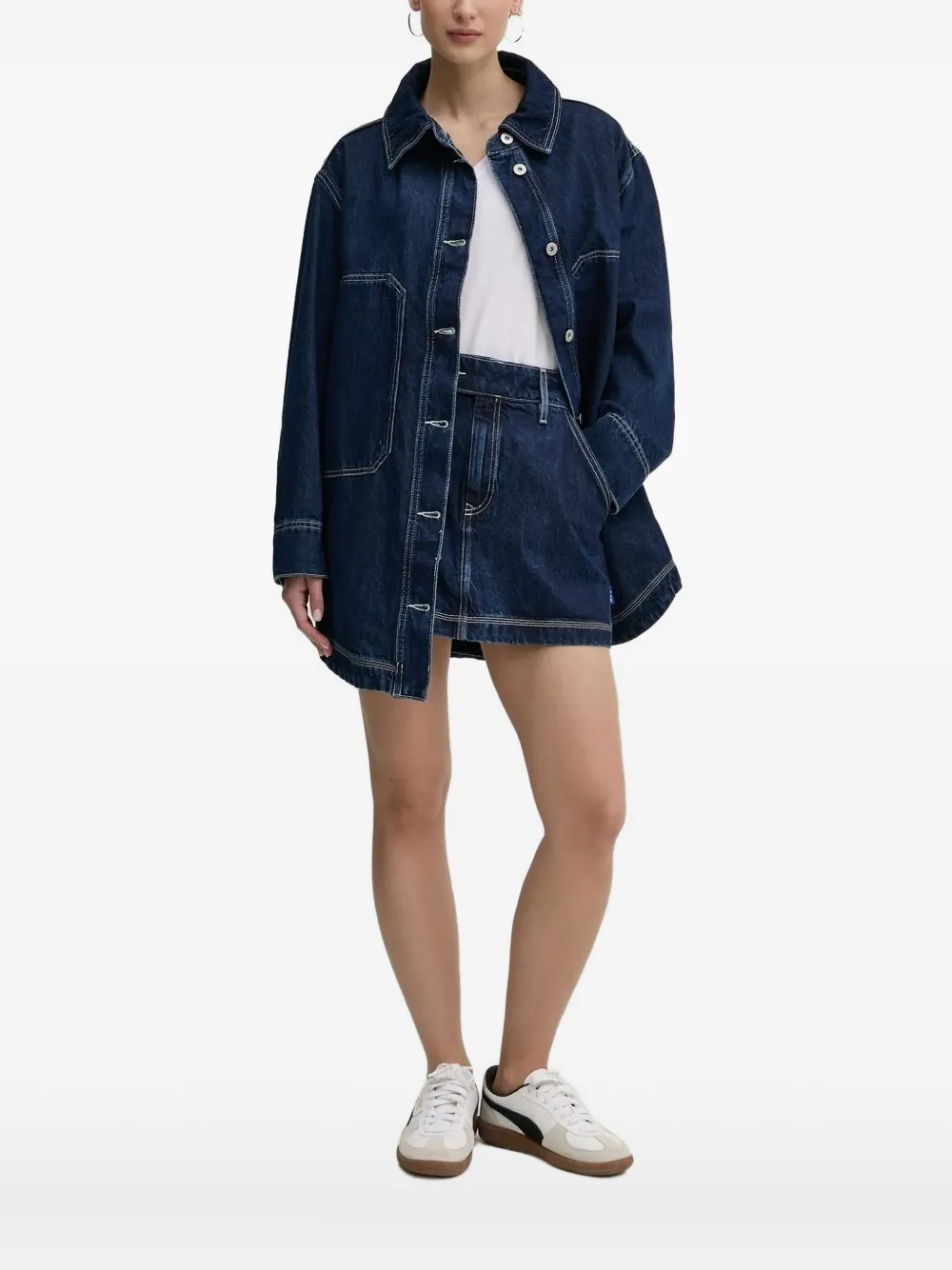 HUGO embroidered-logo denim shirt | Blue | Image 1