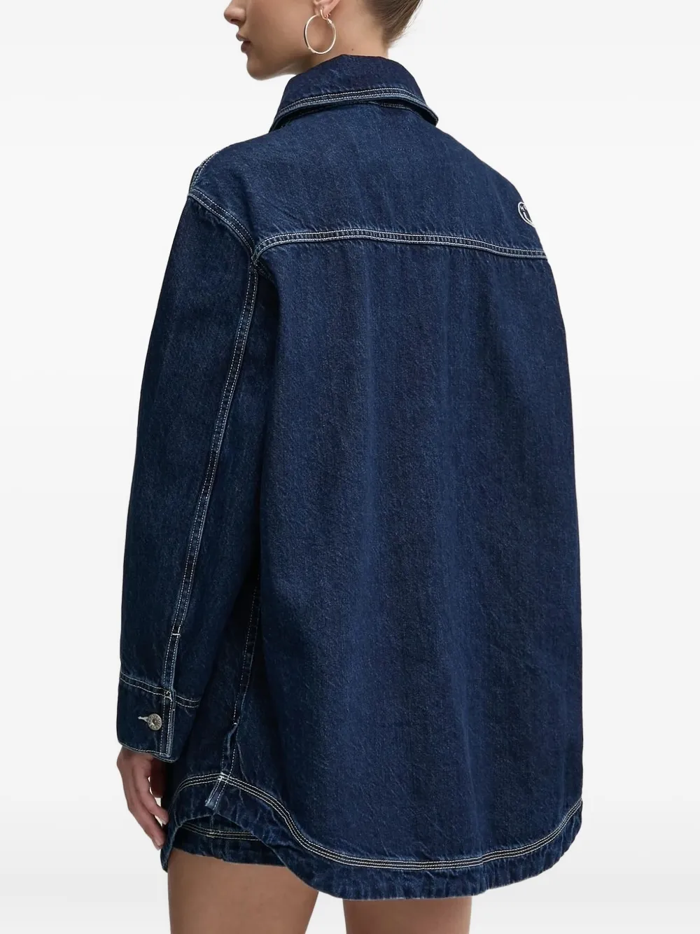 HUGO Spijkershirt met geborduurd logo - Blauw