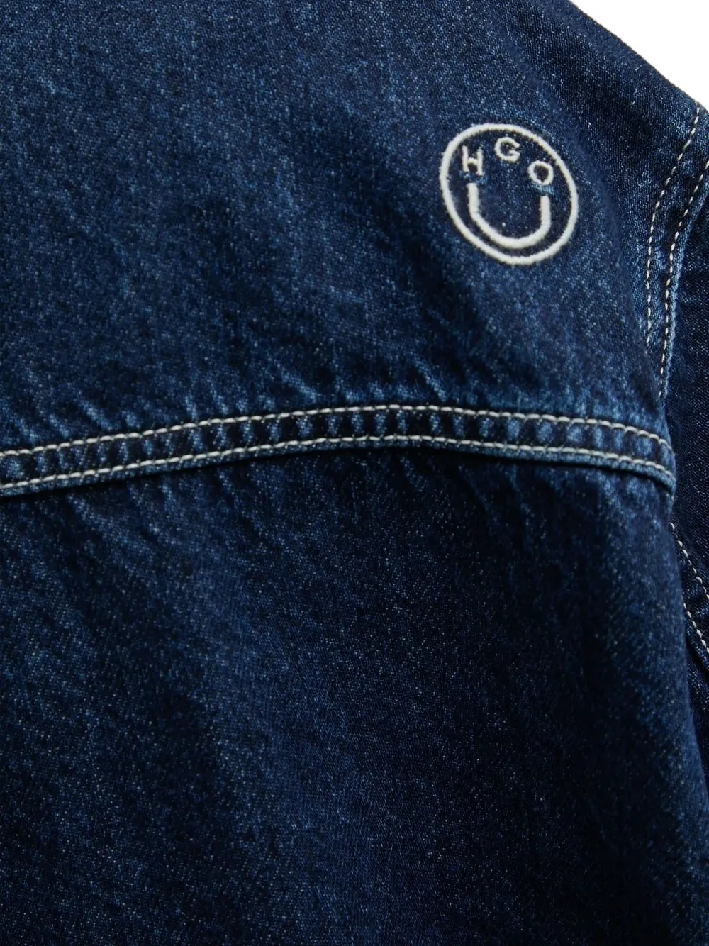 HUGO Spijkershirt met geborduurd logo Blauw