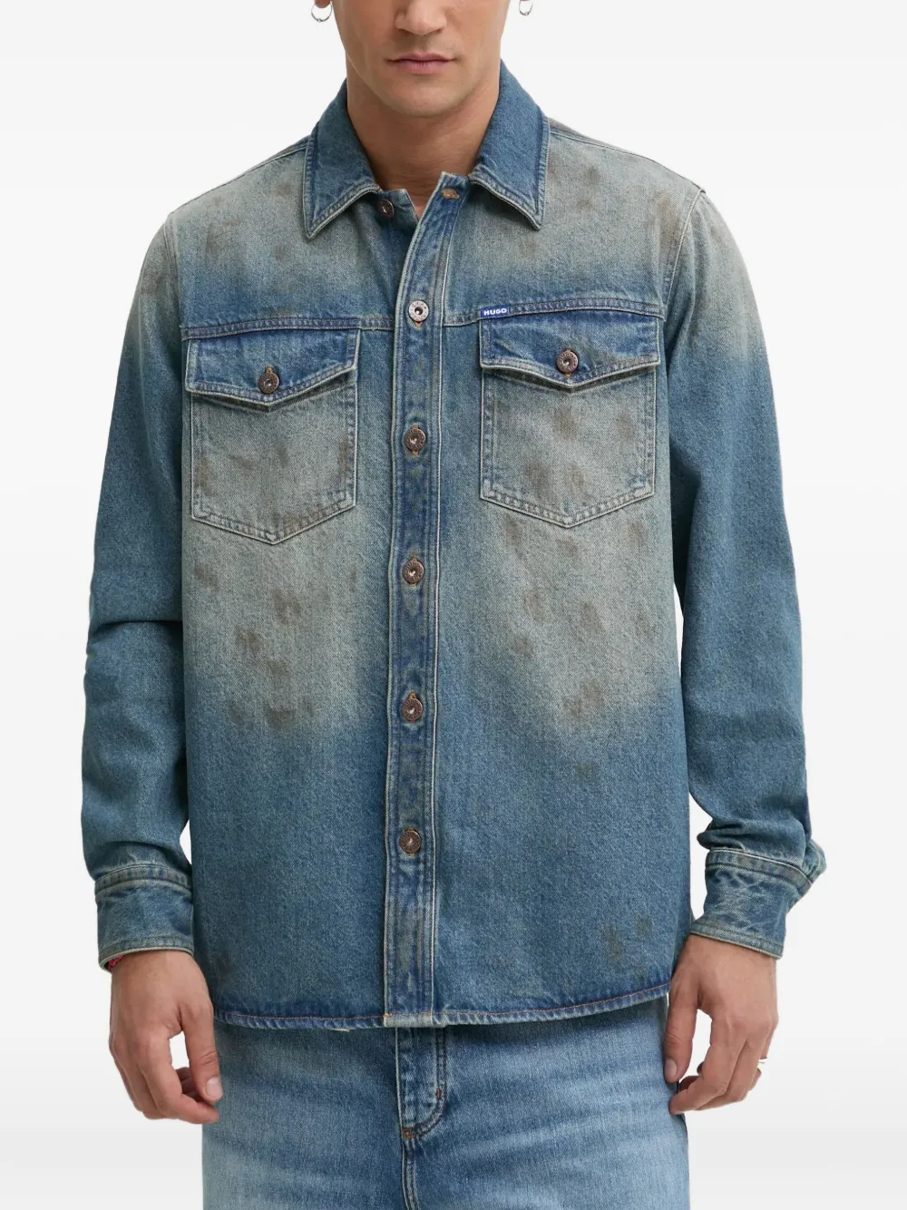 HUGO distressed-effect denim shirt | Blue | Image 1
