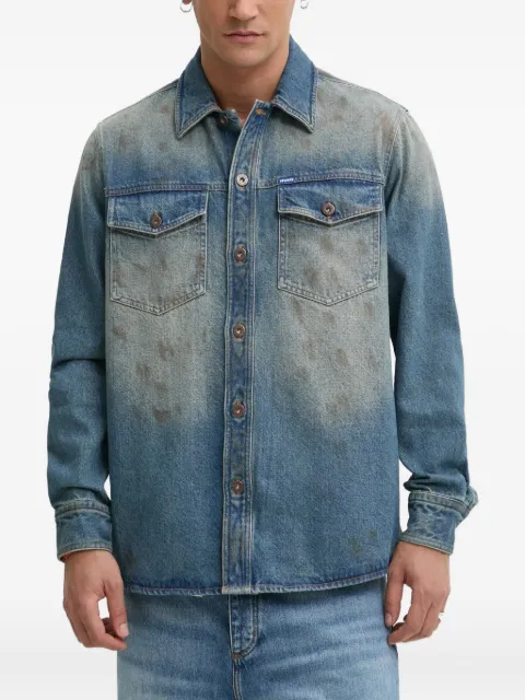 HUGO distressed-effect denim shirt