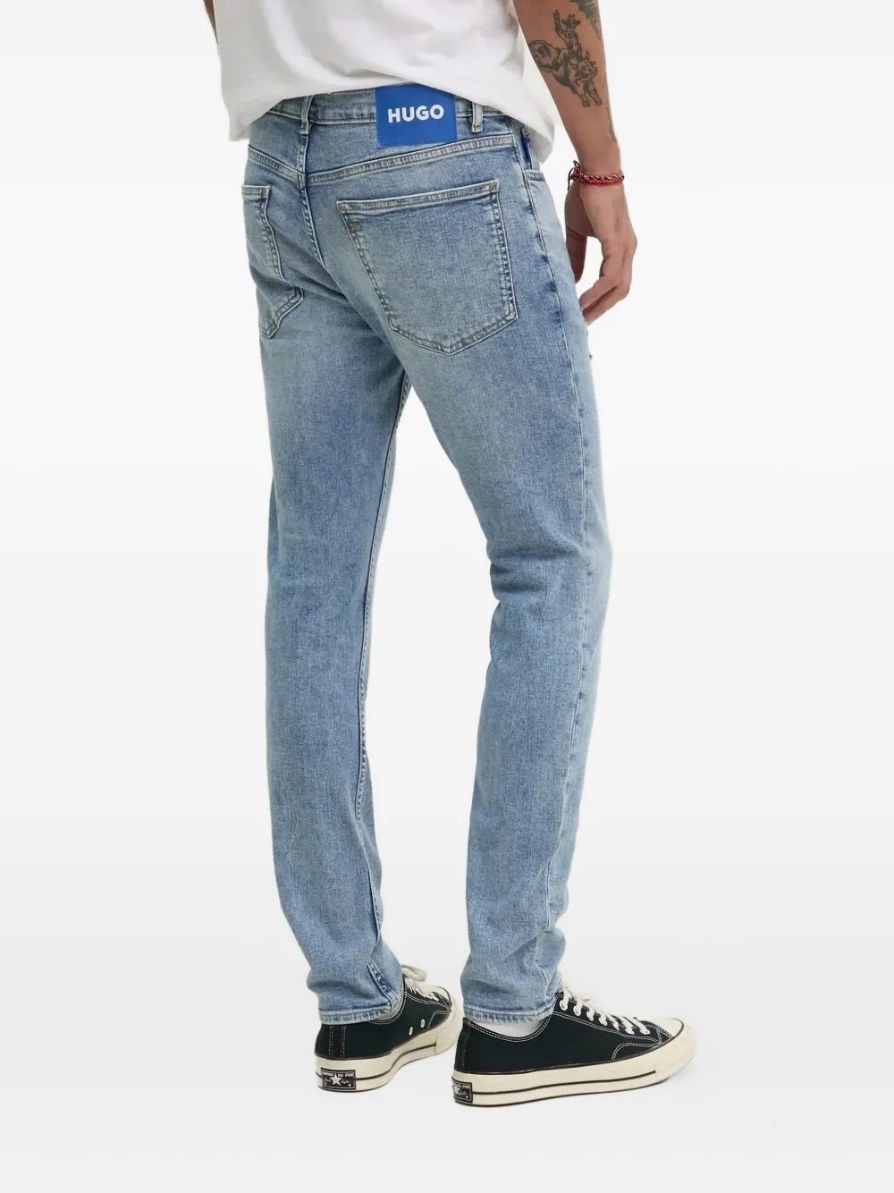 HUGO logo-patch jeans Blauw