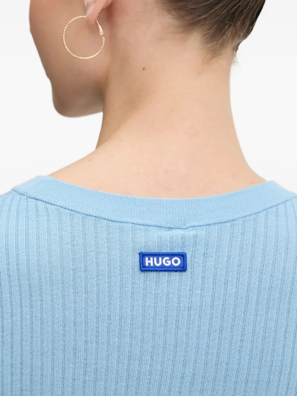 Hugo Boss Ribbed Asymmetric Sweater In Blue