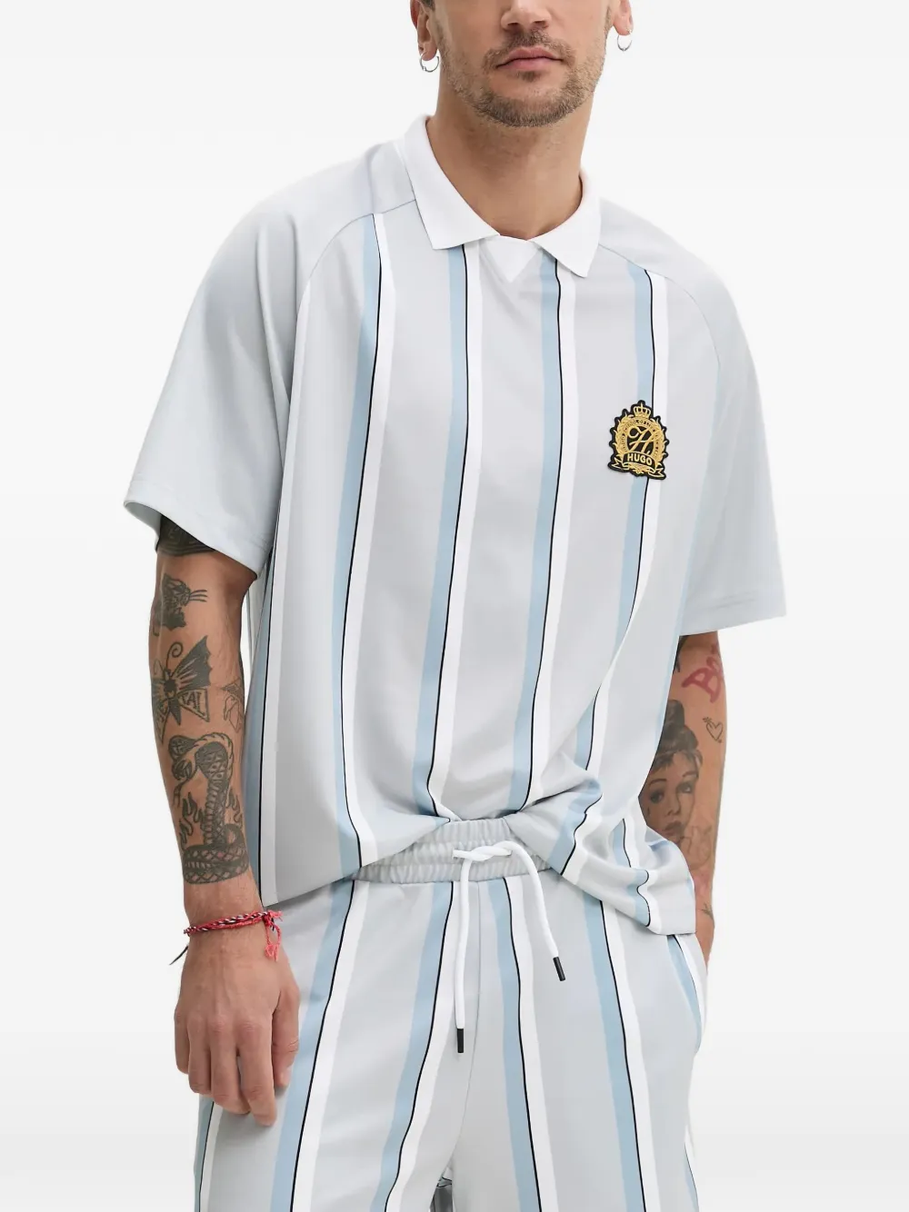 HUGO camisa a rayas con apliques | gris | Image 1