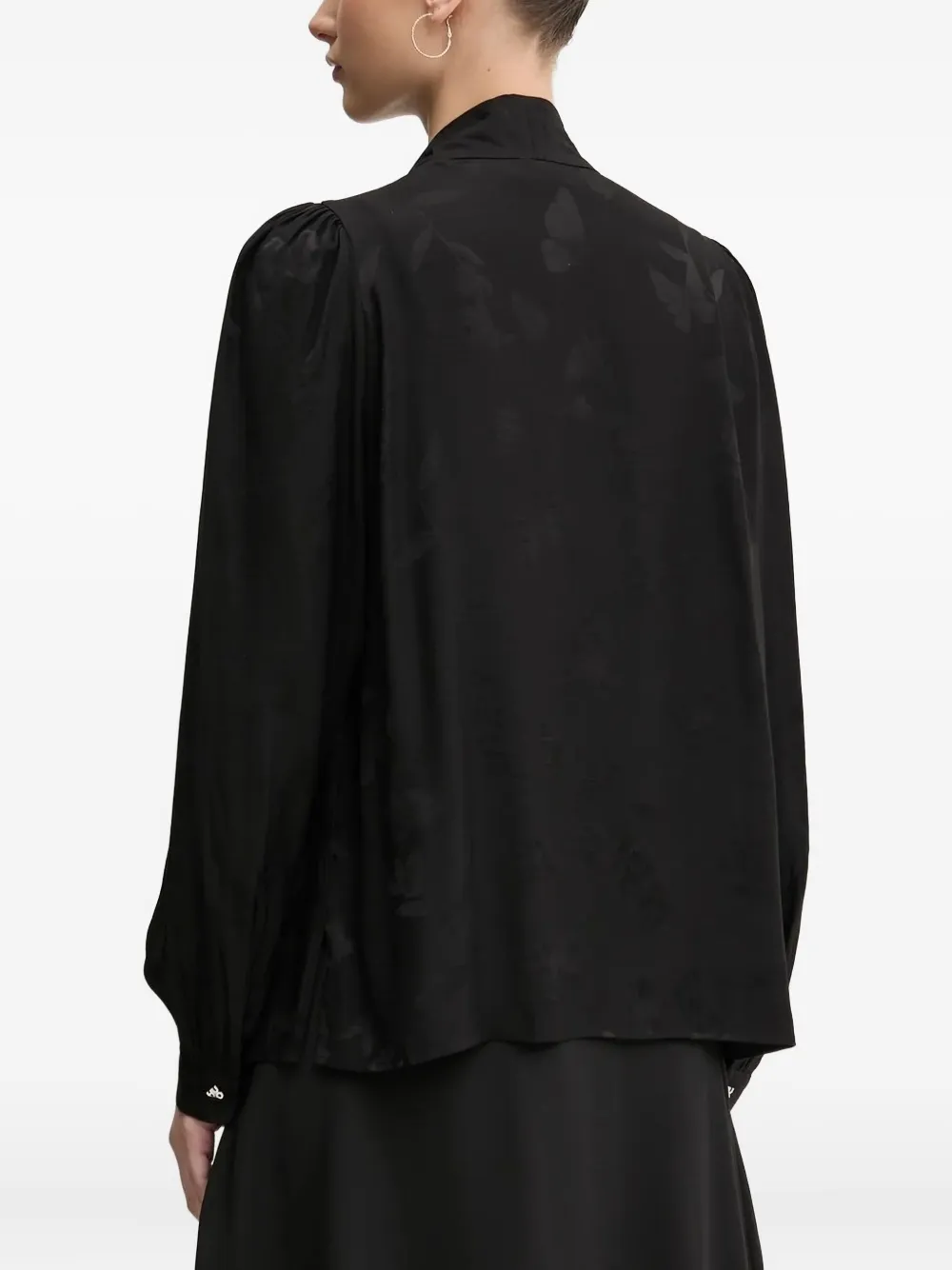 Hugo Boss Butterfly-pattern Tie-neck Blouse In Black