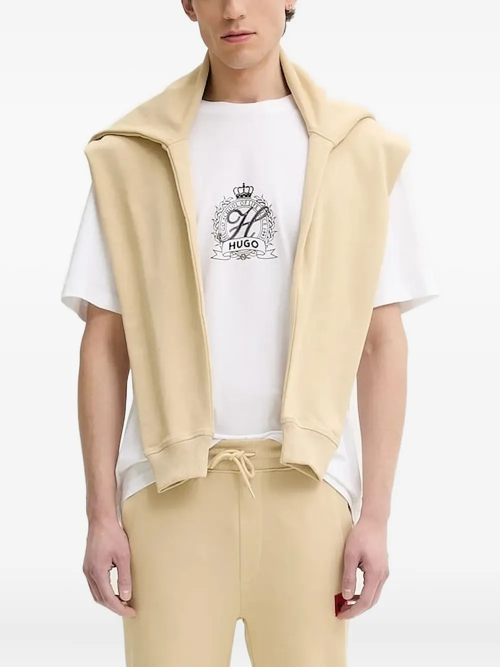 HUGO Hoodie met logopatch Beige