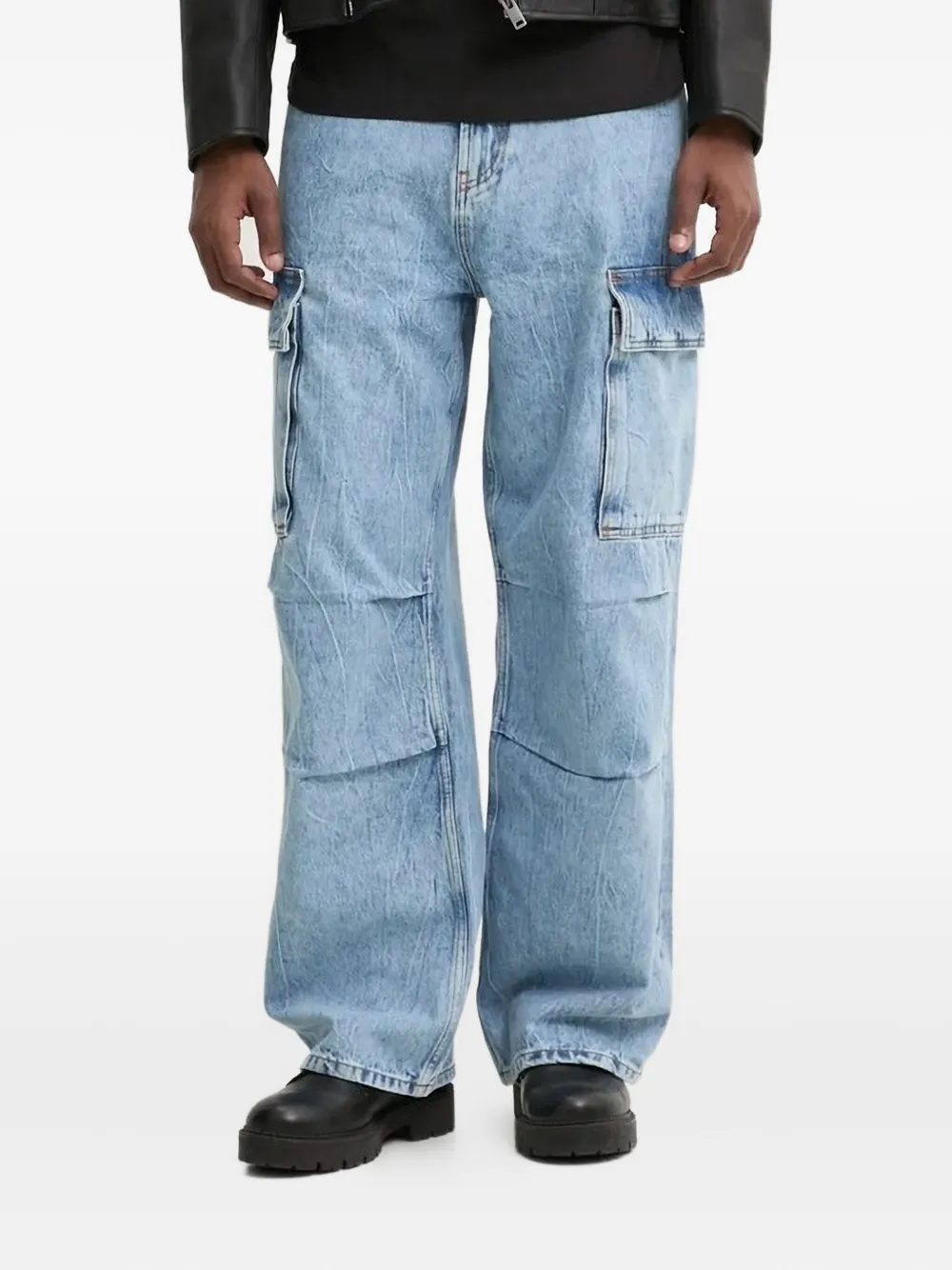 HUGO logo-appliqué cargo jeans - ブルー HUGO logo-appliqué cargo jeans - ブルー