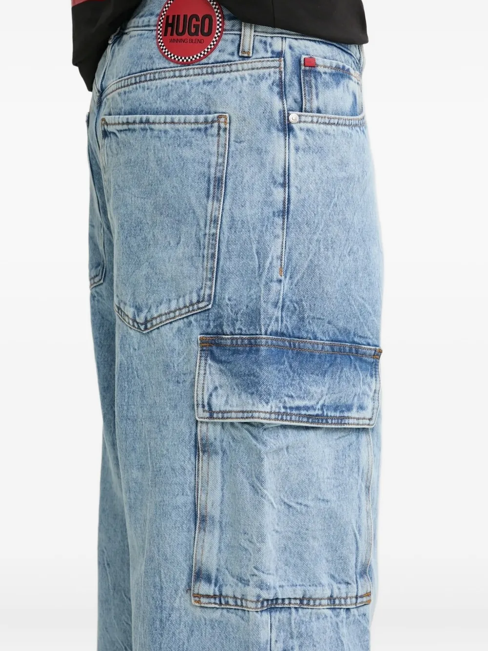 HUGO Cargo jeans met logo-applicatie Blauw