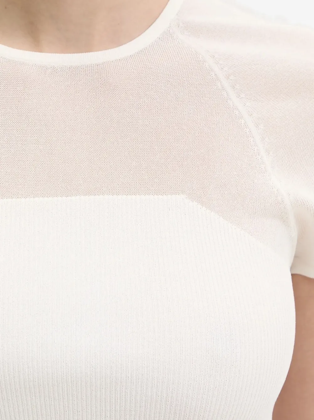 HUGO mesh-insert ribbed T-shirt Wit