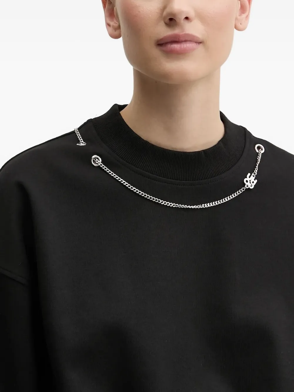 Hugo Boss Chain-embellished Sweatshirt In Black