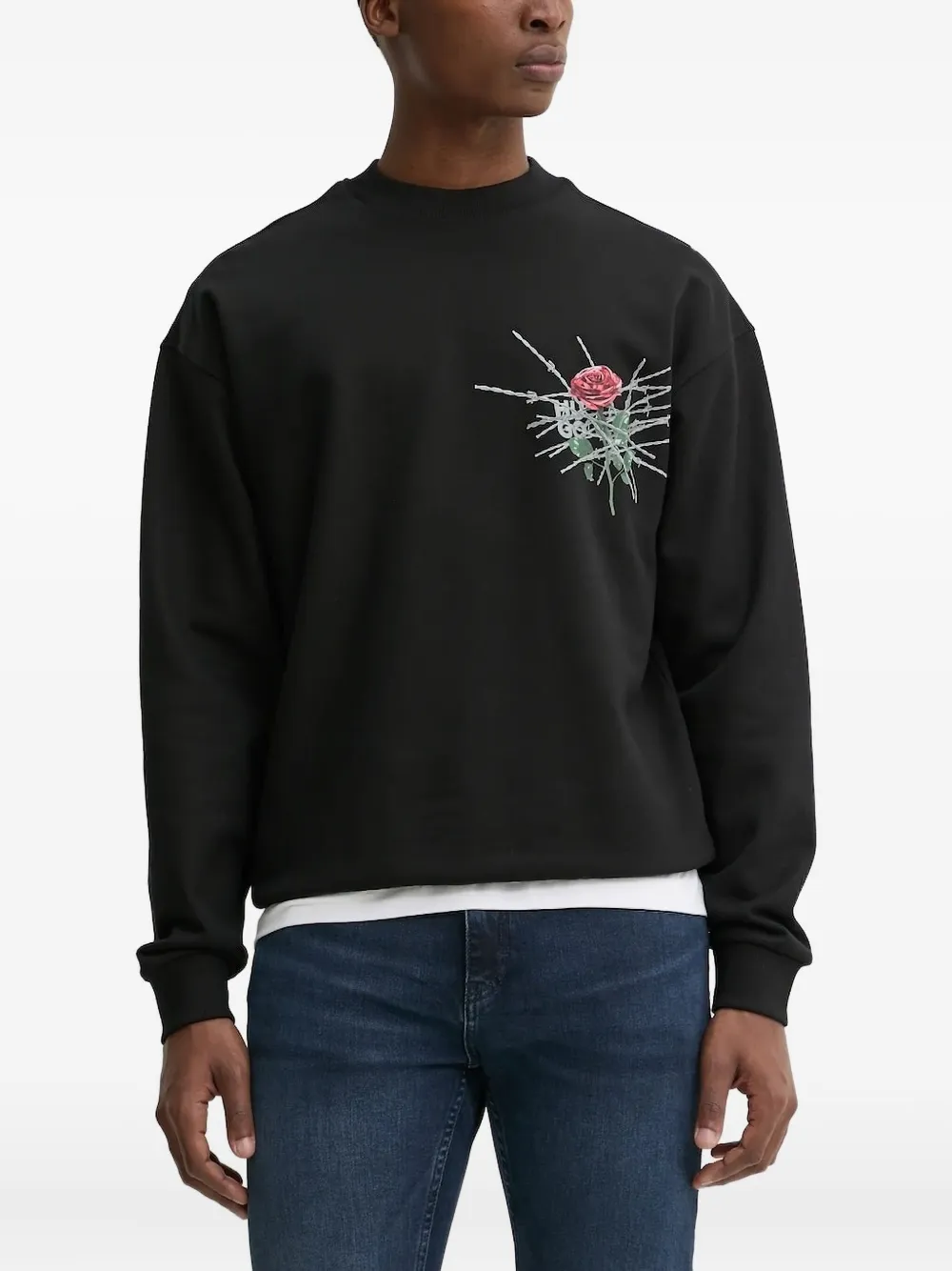 HUGO Rose sweater met prikkeldraad Zwart