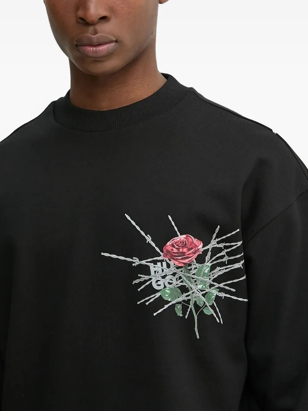 HUGO Rose sweater met prikkeldraad Zwart