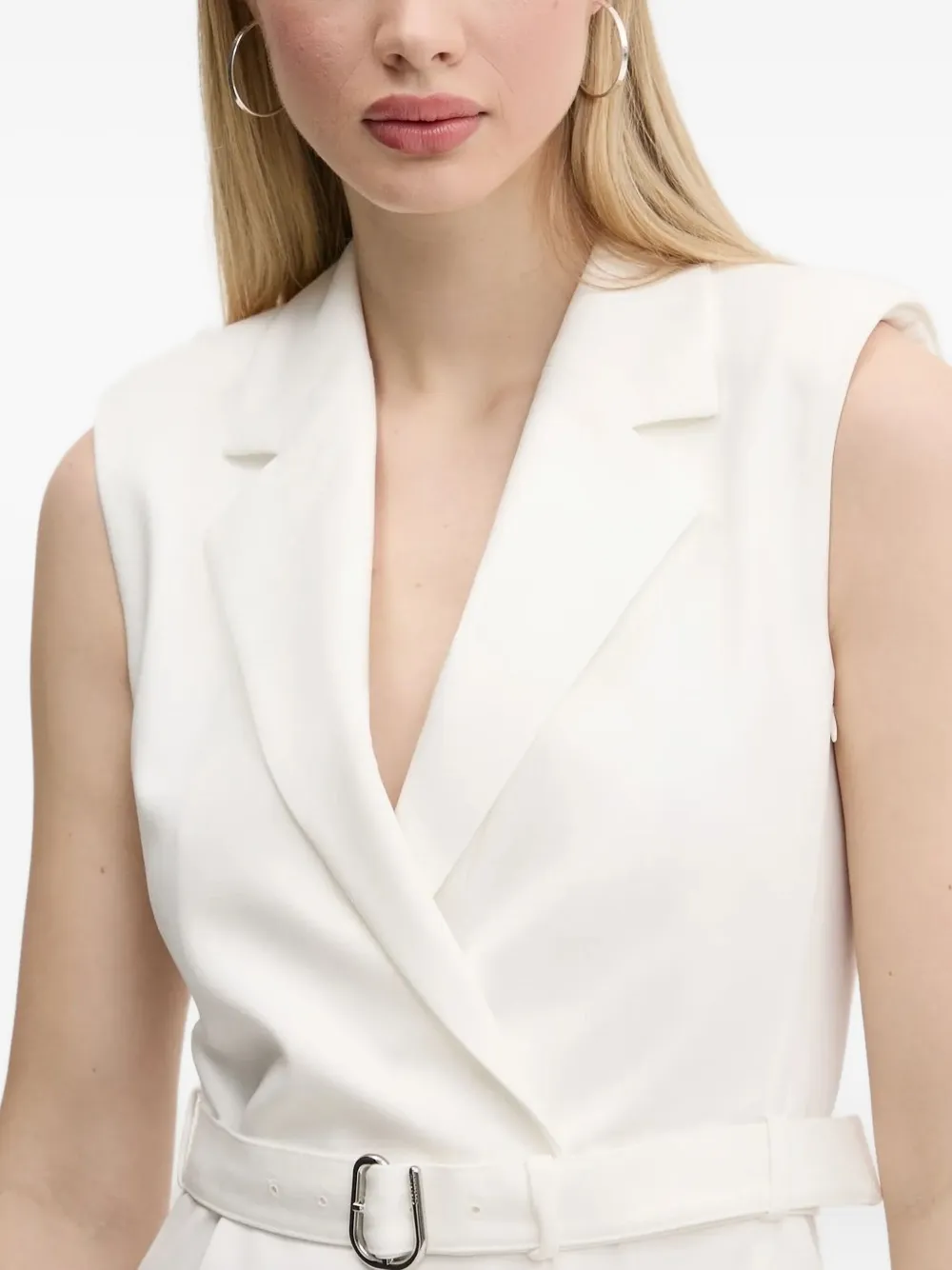 HUGO sleeveless belted blazer mini dress Beige