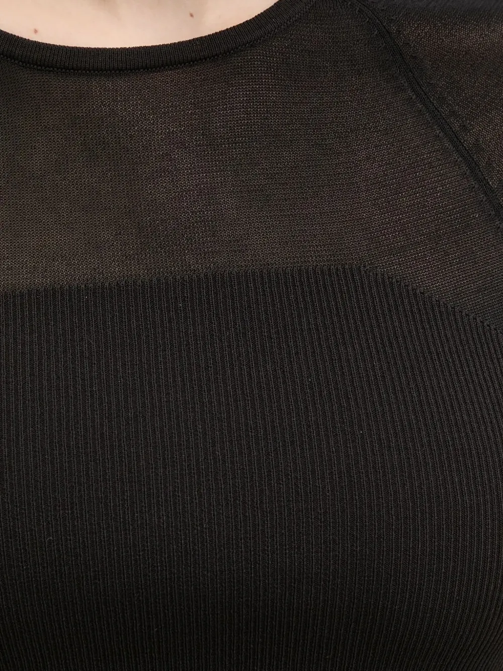 HUGO Geribbeld T-shirt Zwart