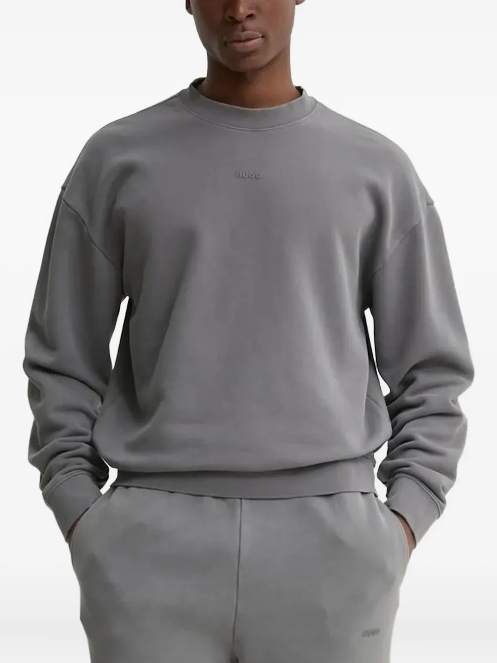 HUGO Katoenen sweater Grijs