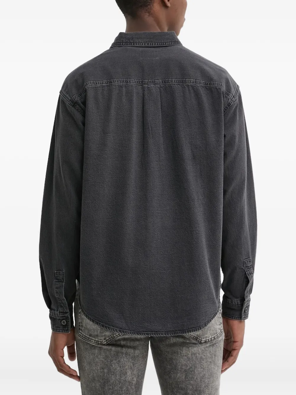 HUGO Denim overhemd met dubbele zak Zwart