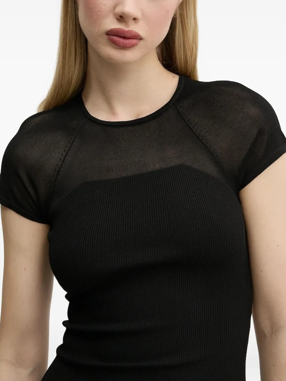 HUGO ribbed midi dress Zwart