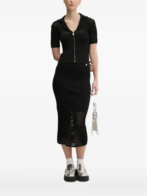 HUGO zip-front ribbed-knit top