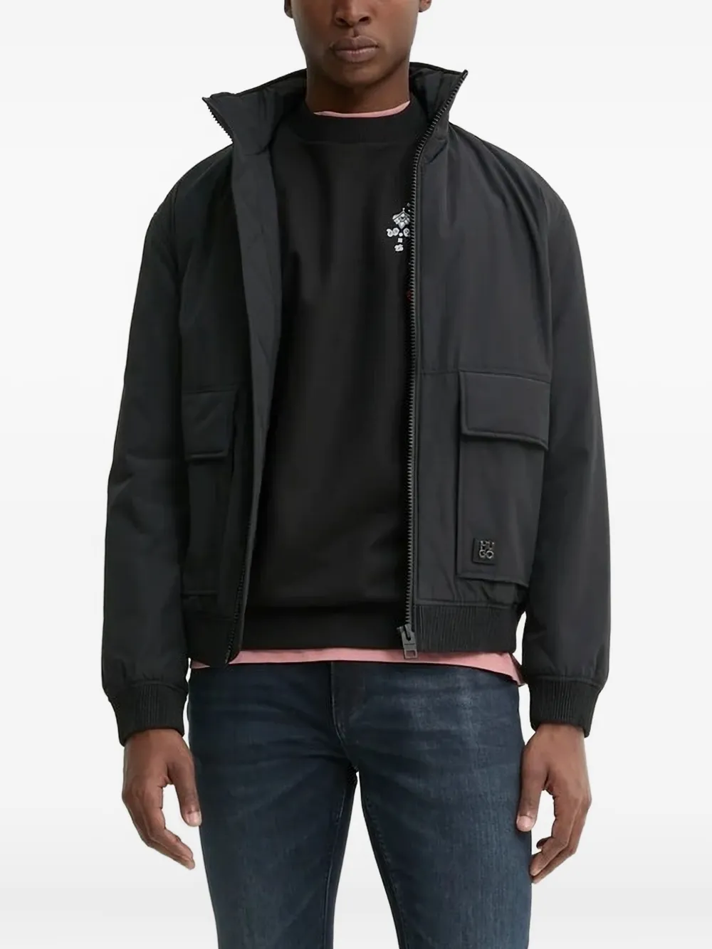 HUGO Sweater met bandanaprint Zwart