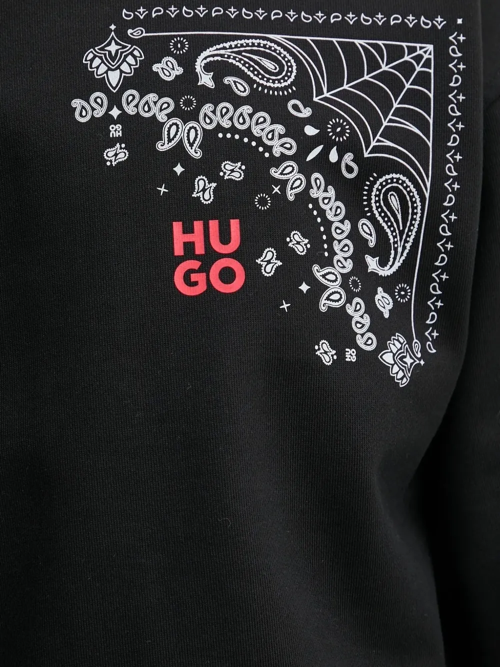 HUGO Sweater met bandanaprint Zwart