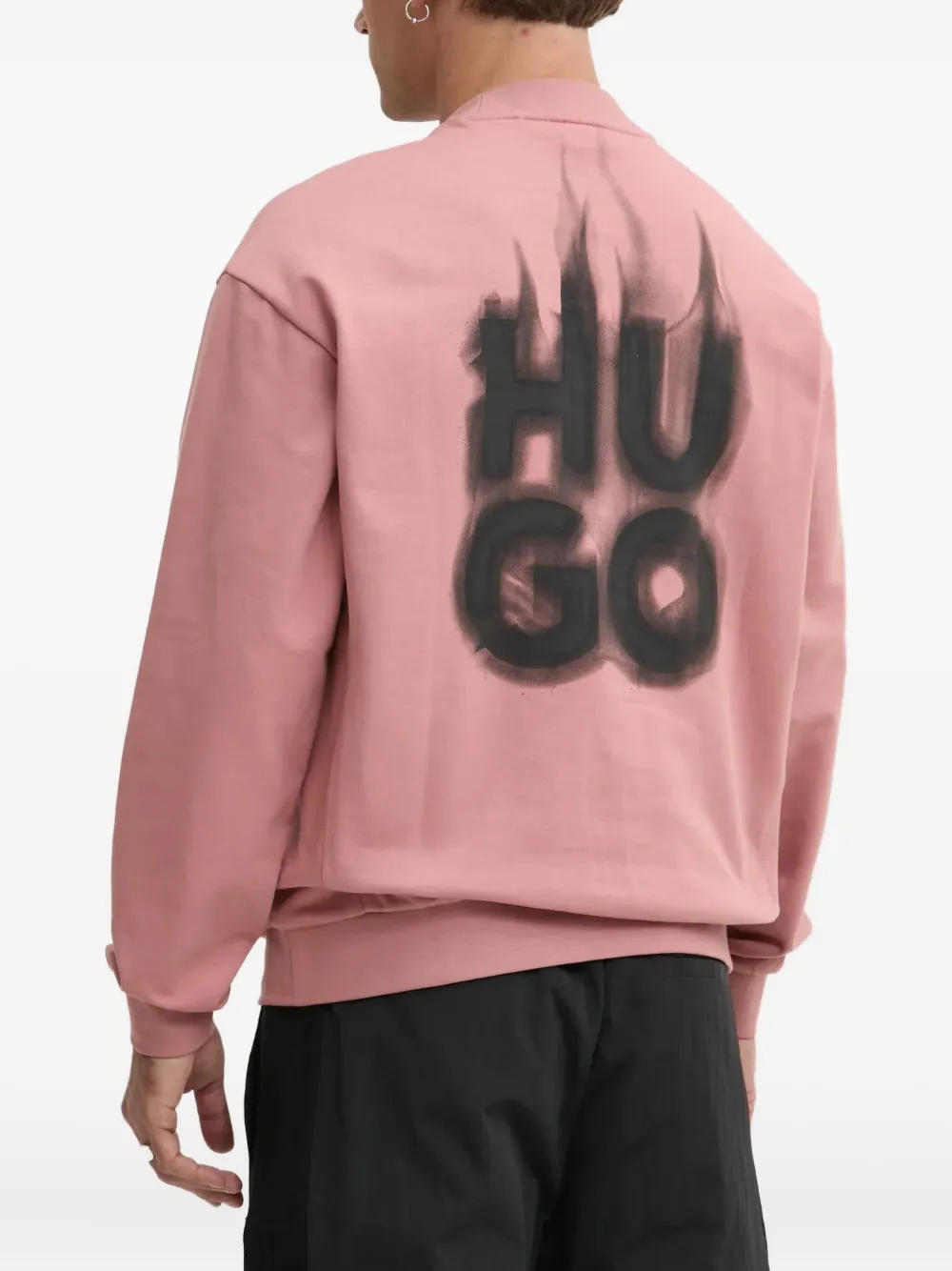 HUGO Sweater met logoprint - Roze