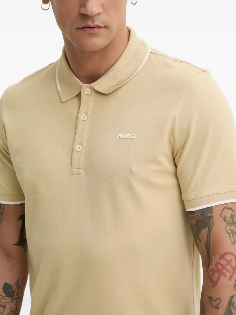 HUGO Poloshirt met logoprint Beige