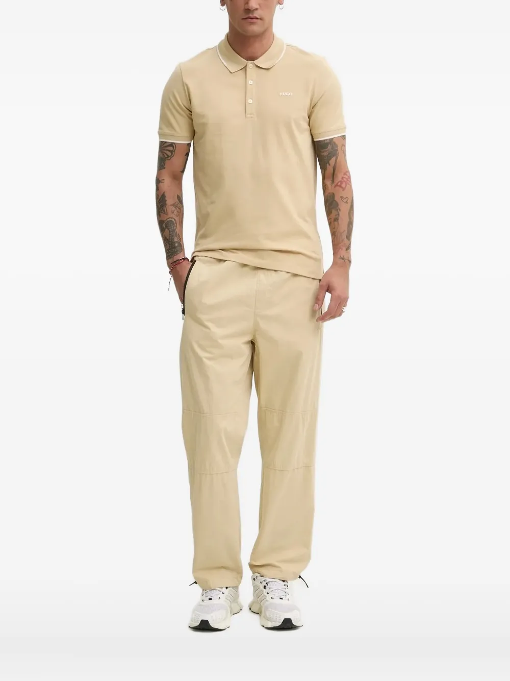 HUGO Poloshirt met logoprint Beige