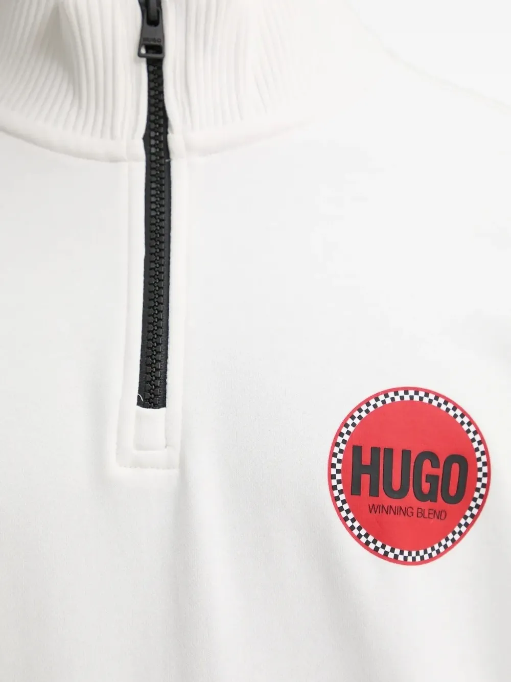 HUGO Duluro sweater met halve rits en logoprint Wit