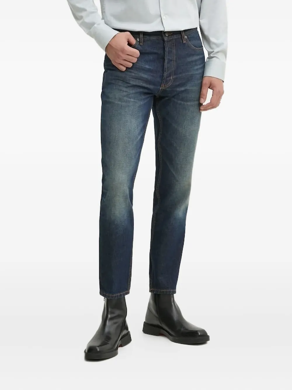 HUGO logo-appliqué jeans Blauw