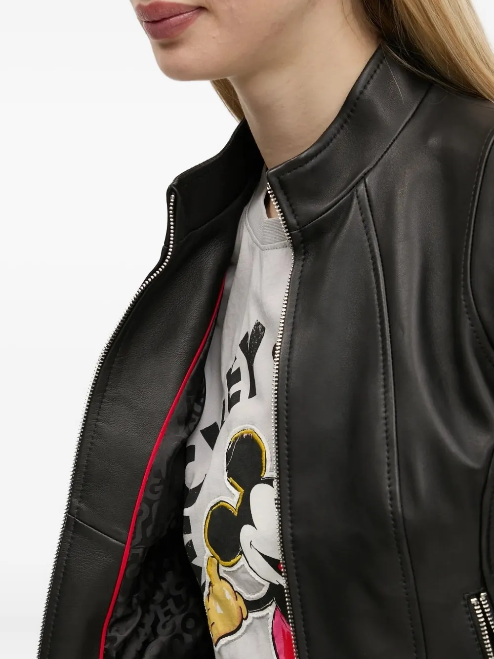 Hugo Boss Zip-front Leather Jacket In Black
