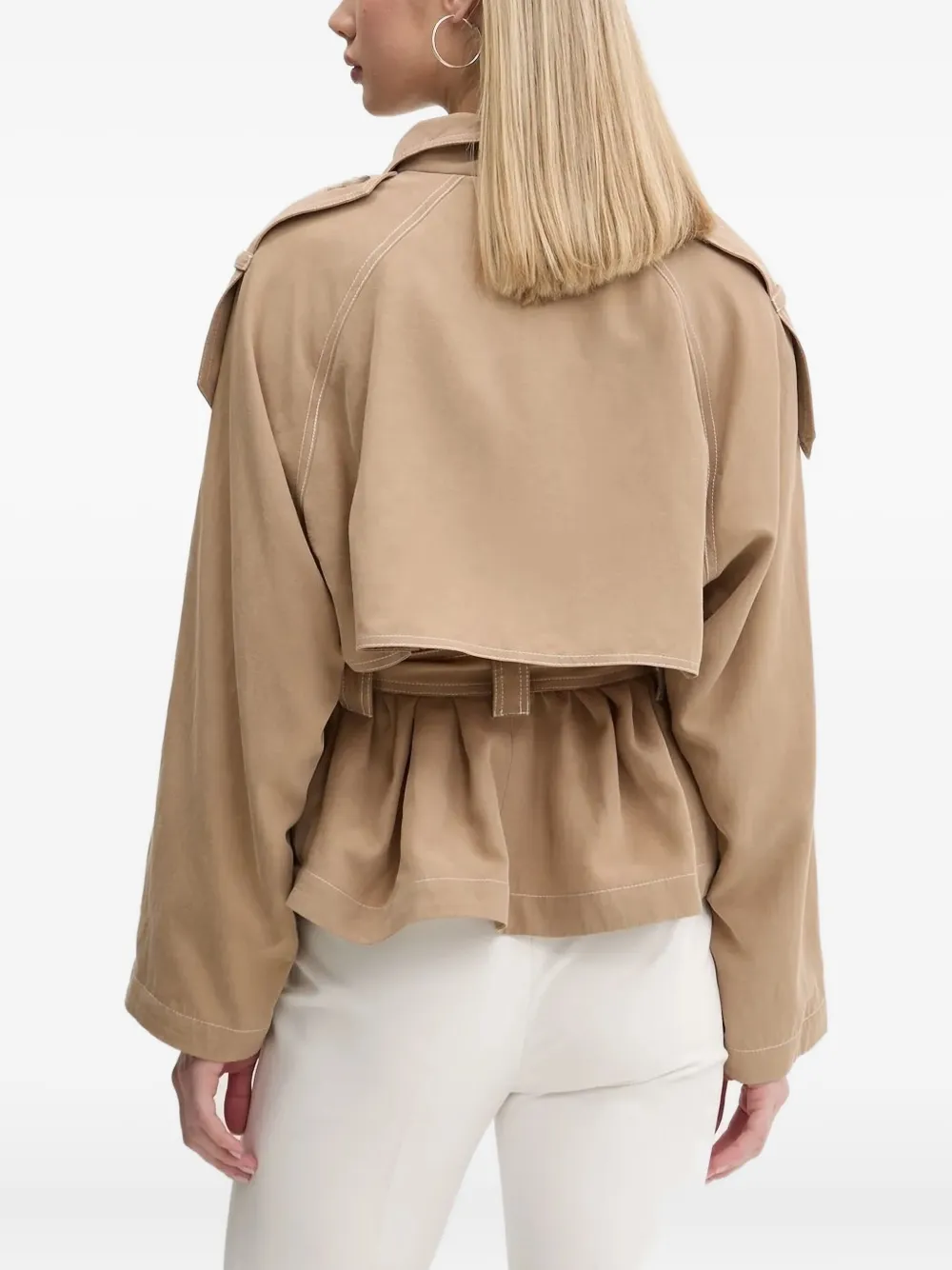 Hugo Boss Double-breasted Belted Trench Coat In Neutral