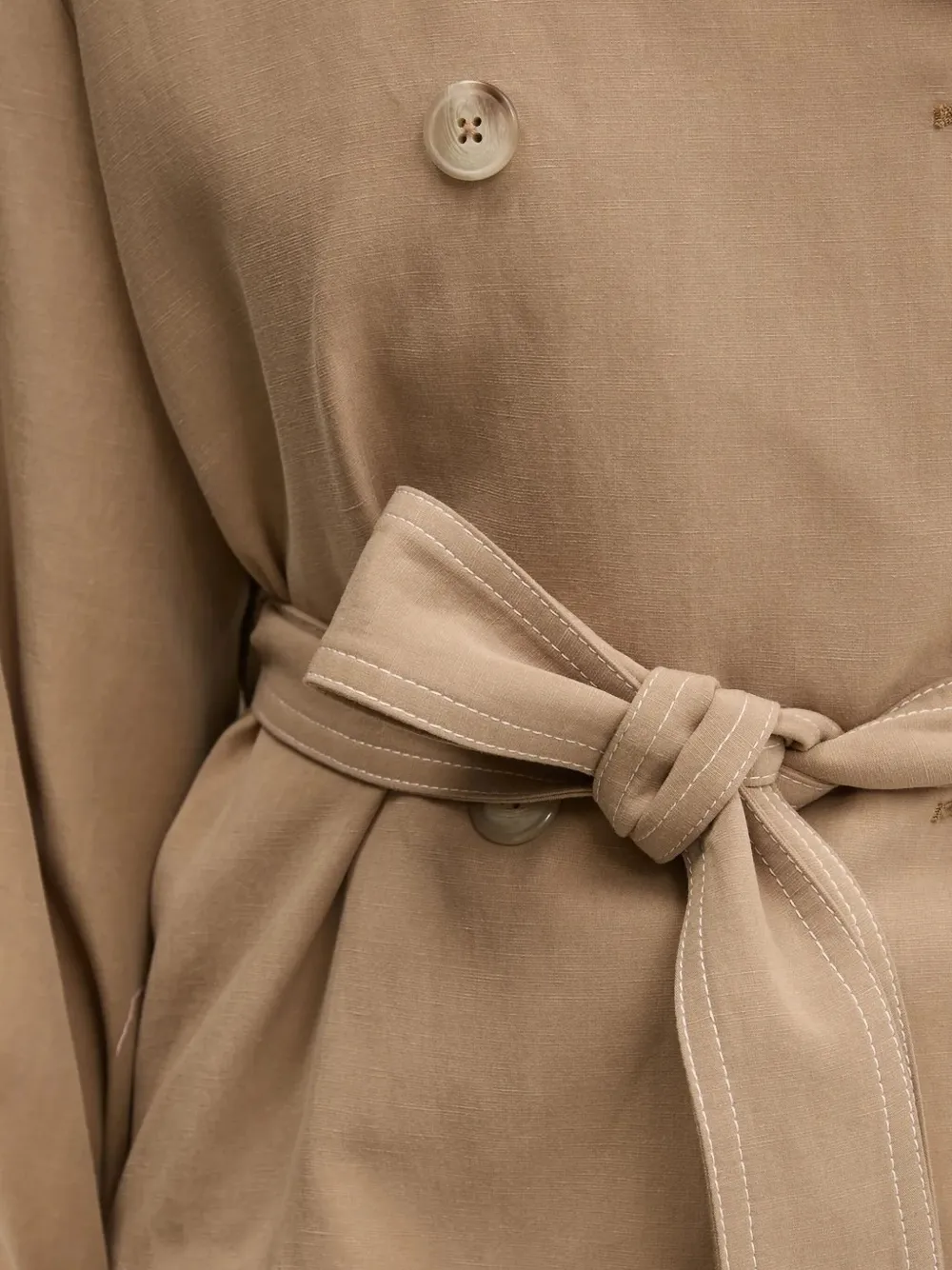 Hugo Boss Double-breasted Belted Trench Coat In Neutral